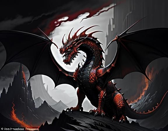 Fiery Dragon in Dynamic Fantasy Art Style