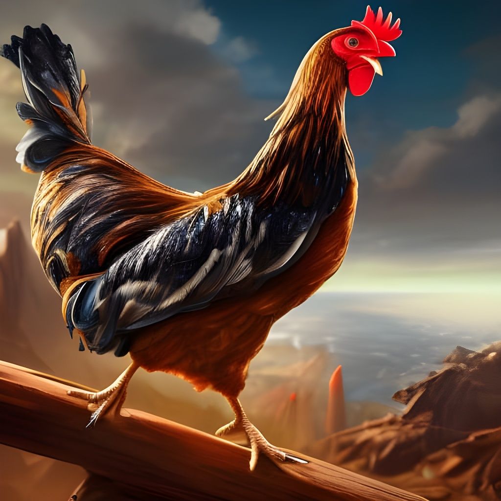 Chicken in Slingshot: Detailed Matte Painting