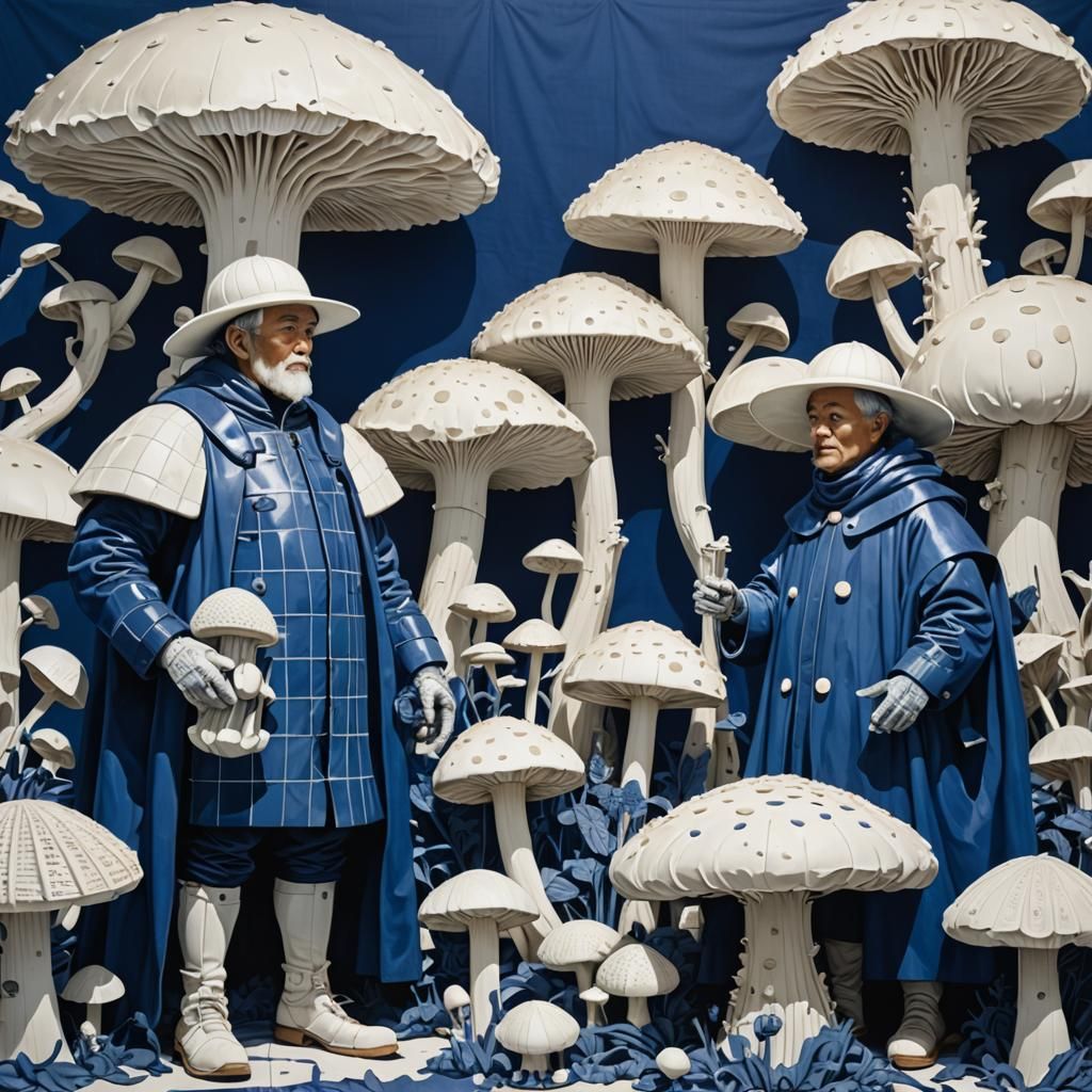 Surreal Mushroom Harvesters in Matthew Barney Style