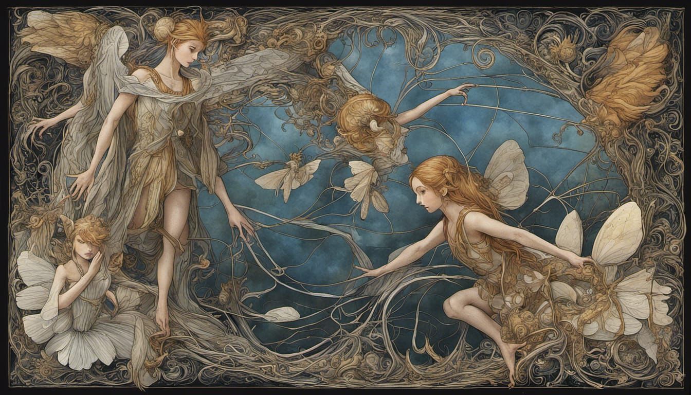 Harmonic Fairies Training Birds in the Sky