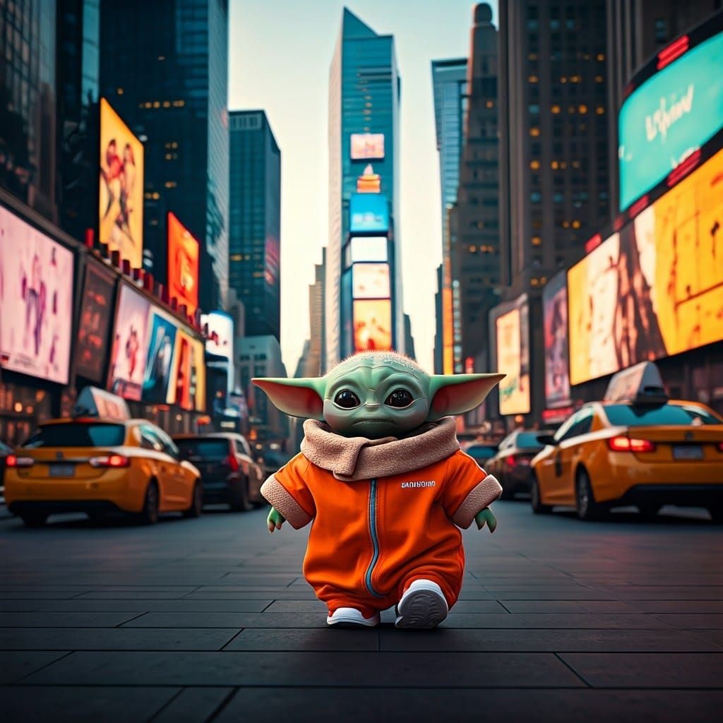 Baby Yoda in Balenciaga Walks New York Street