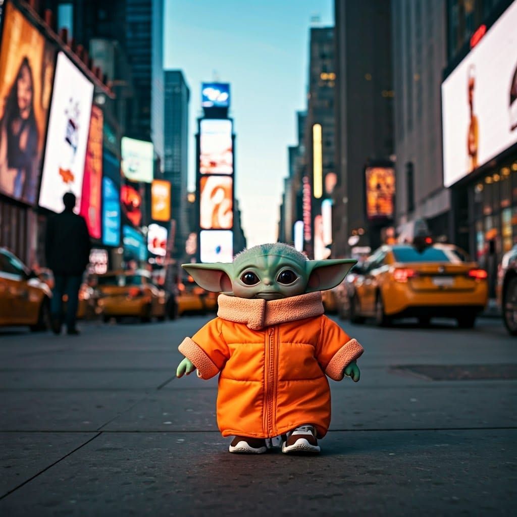 Baby Yoda's New York Adventure in Anderson Style