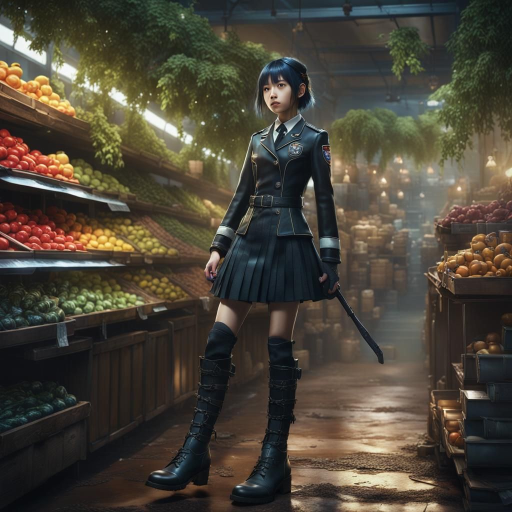 Young Woman in Leather Uniform: Fantasy Concept Art