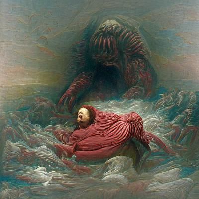 Horrific God Collapsing: Dark Fantasy Art
