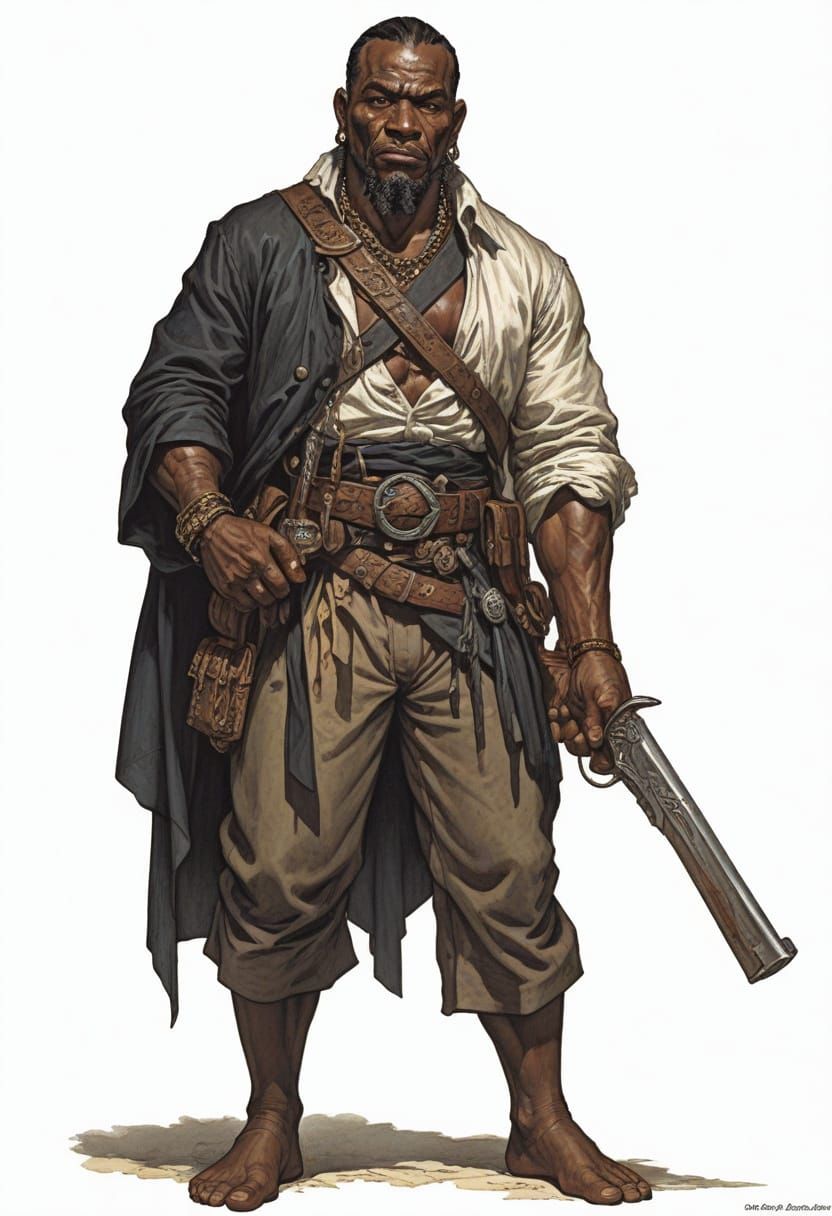 Creole Thug of the Caribbean in Heroic Fantasy Style