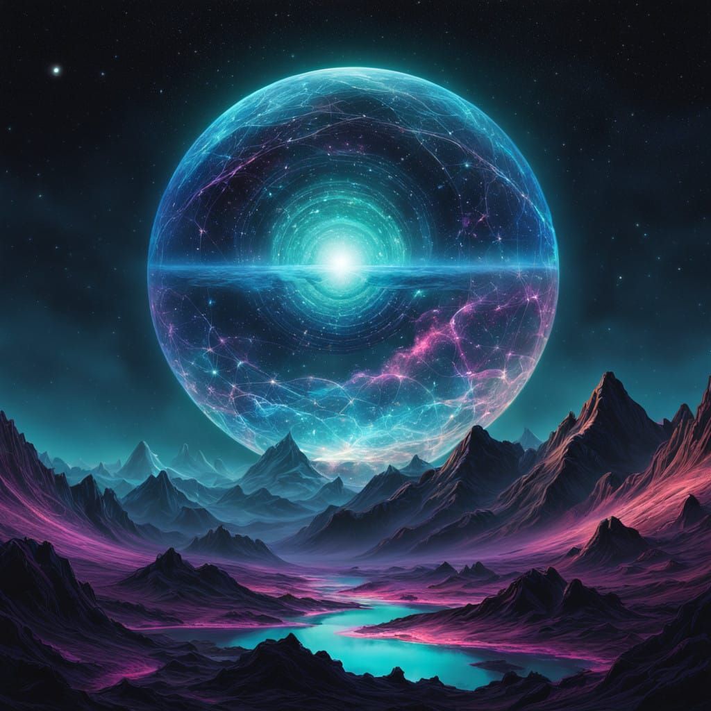 Golden Cosmic Sphere in Vibrant Fractal Patterns