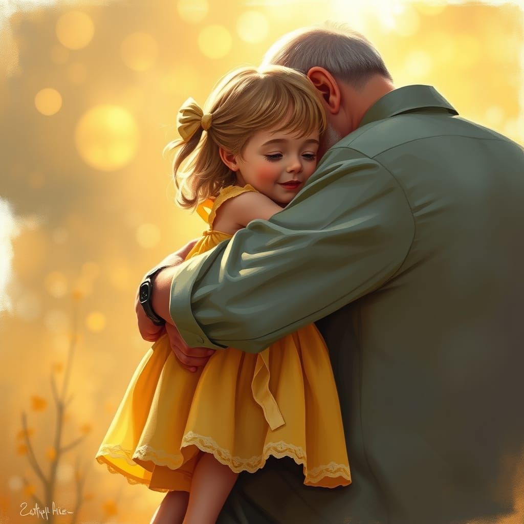 Tender Father-Daughter Moment in Whimsical Style