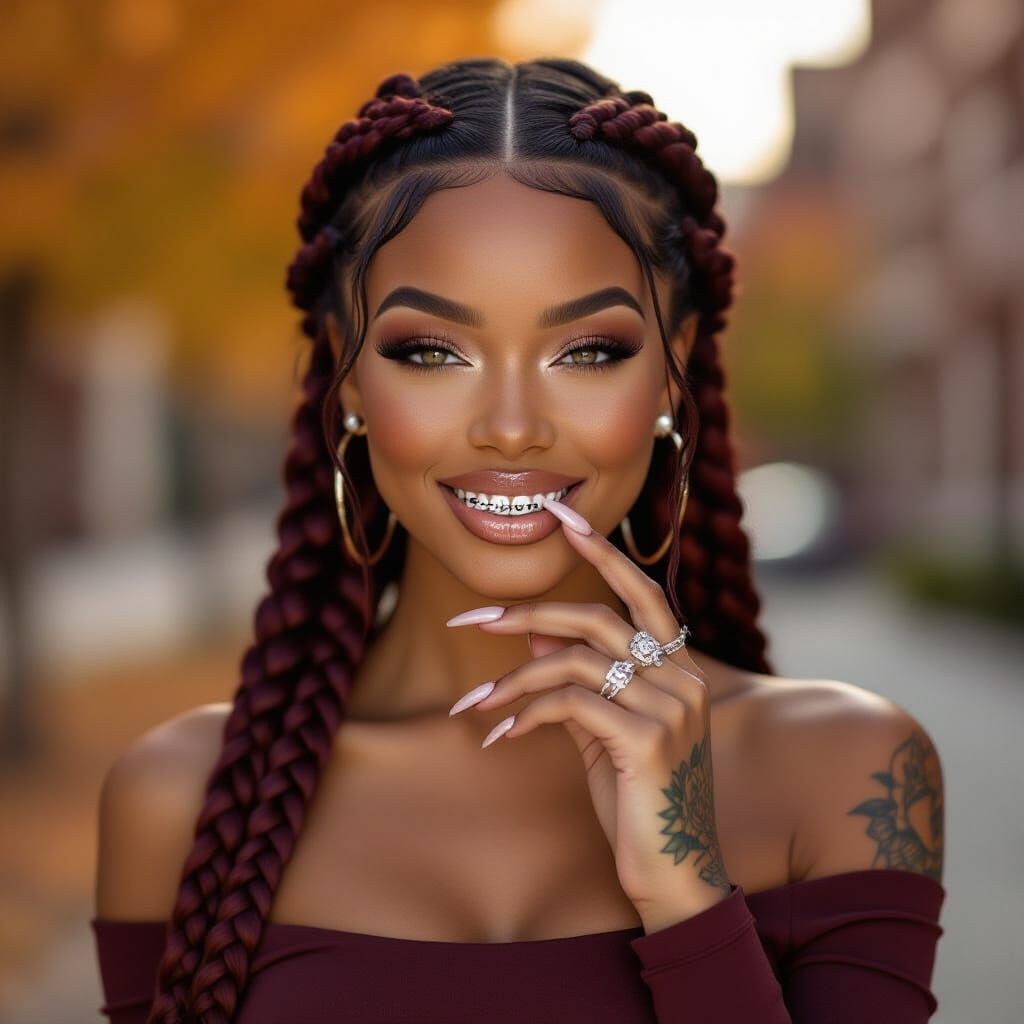 Urban Elegance: Sultry Fall Portrait of a Woman