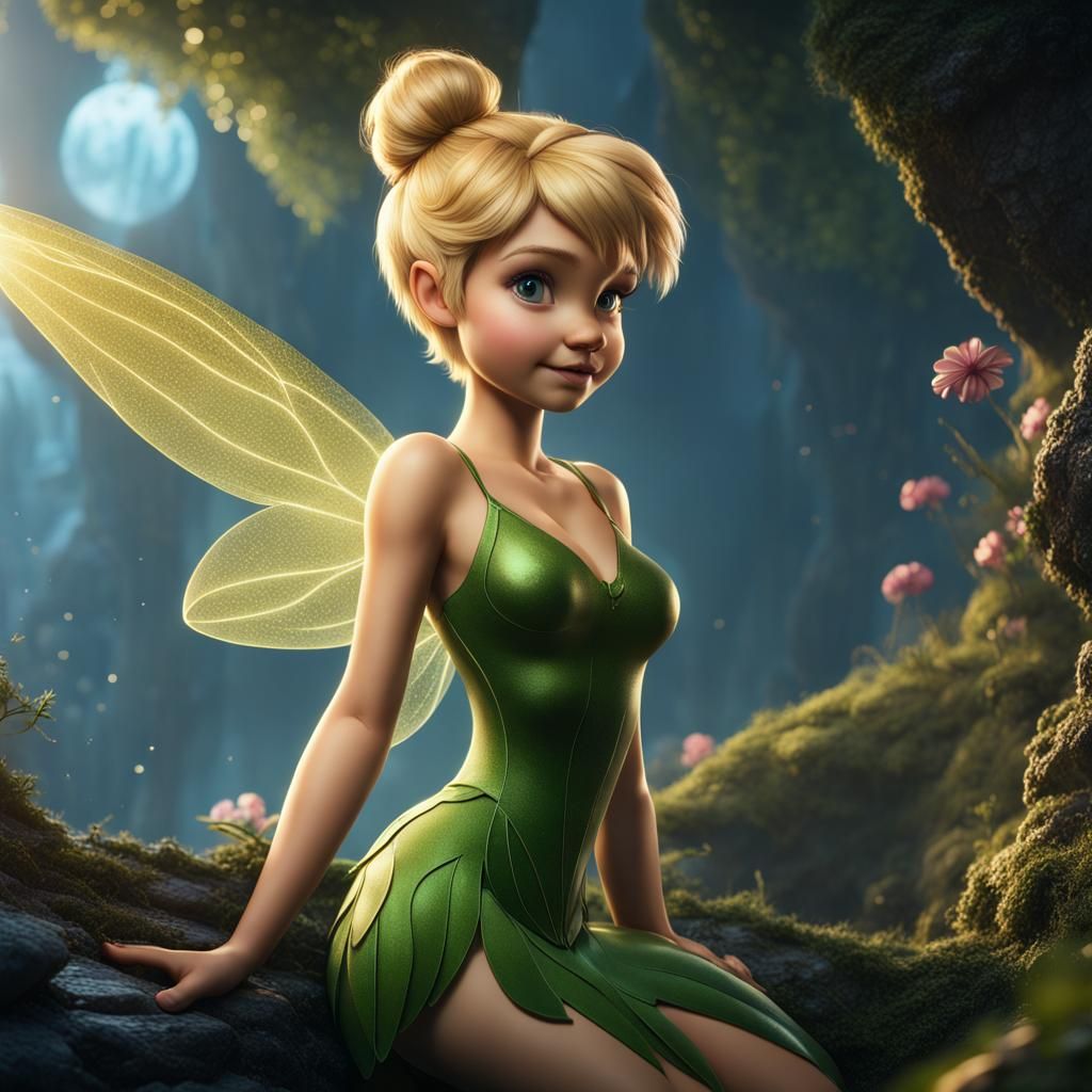 Detailed Matte Painting of Tinker Bell in Fantasy Art