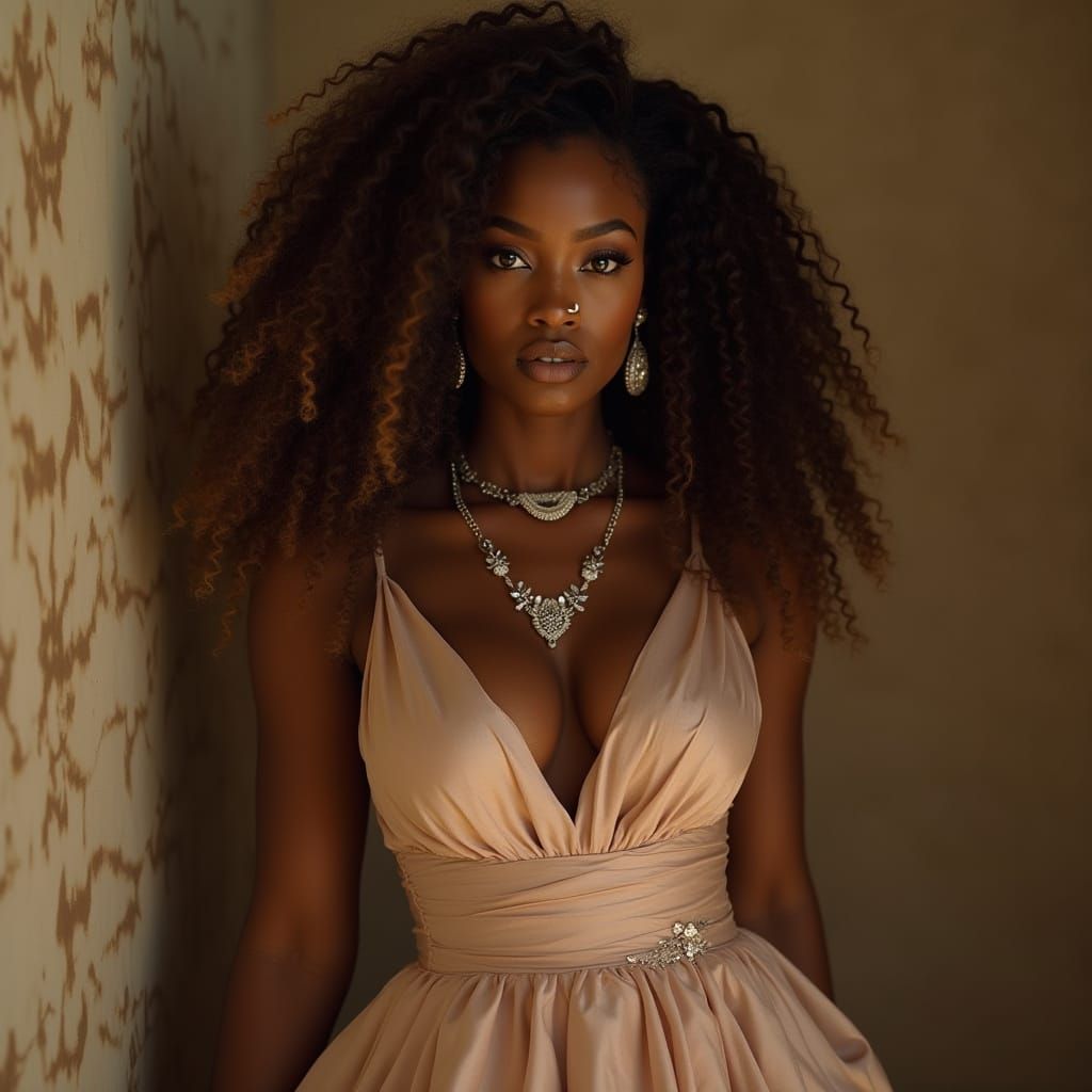 Elegant Black Woman in Lavish Regal Attire