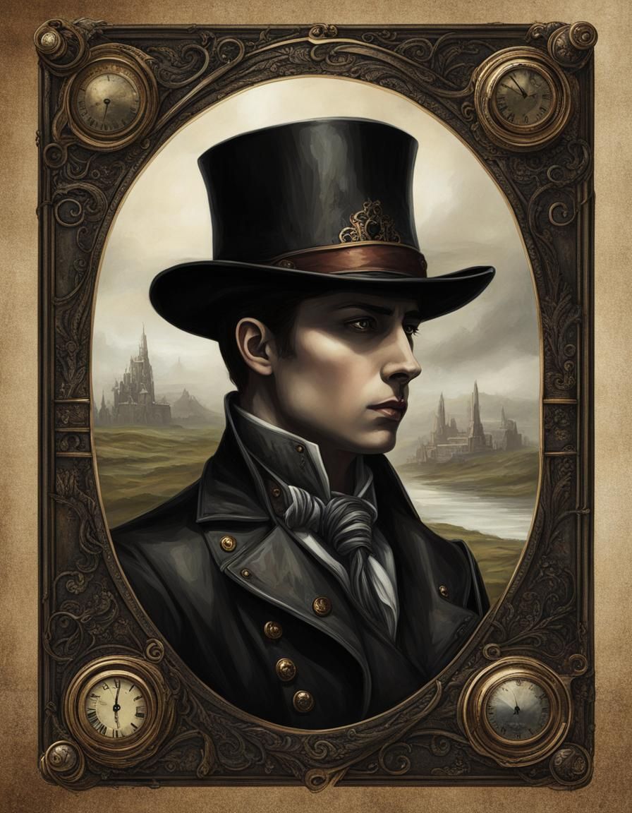 Steampunk Dystopian Portrait in Eldritch Landscape