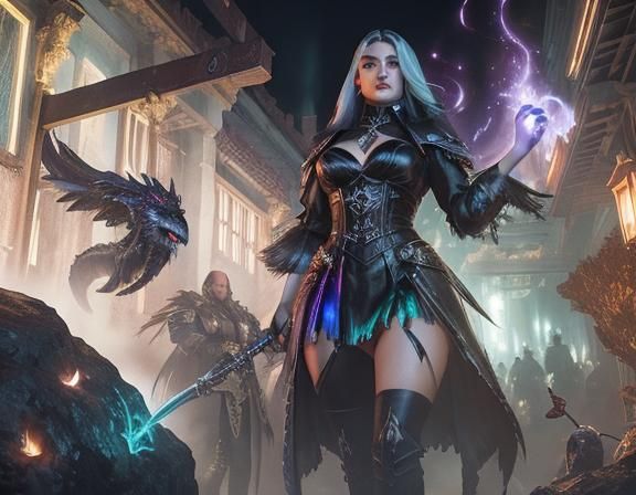 Ethereal Woman in Dark Fantasy Film Noir Style