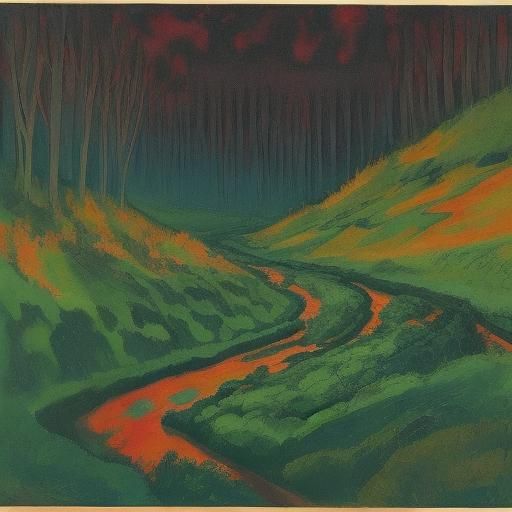 Dramatic Landscape with Figures, Expressionist Style