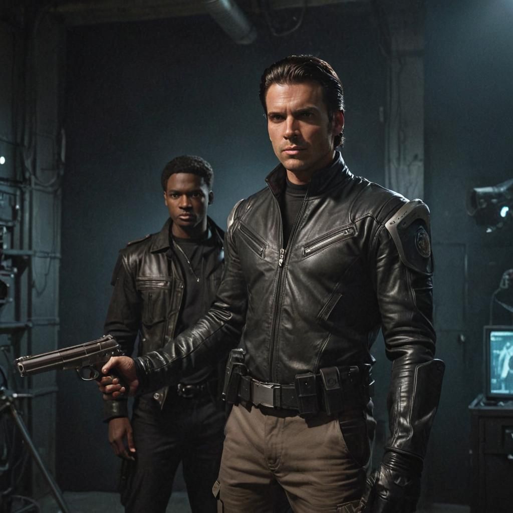 Handsome Galactic Agent in Cinematic Film Still