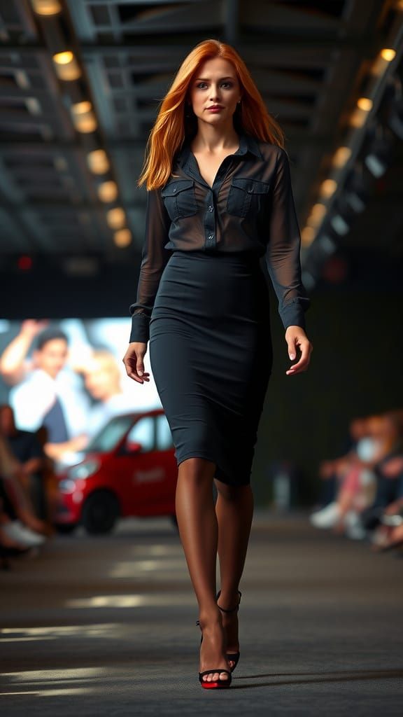 Macedonian Woman on Catwalk in Fashion Editorial Style