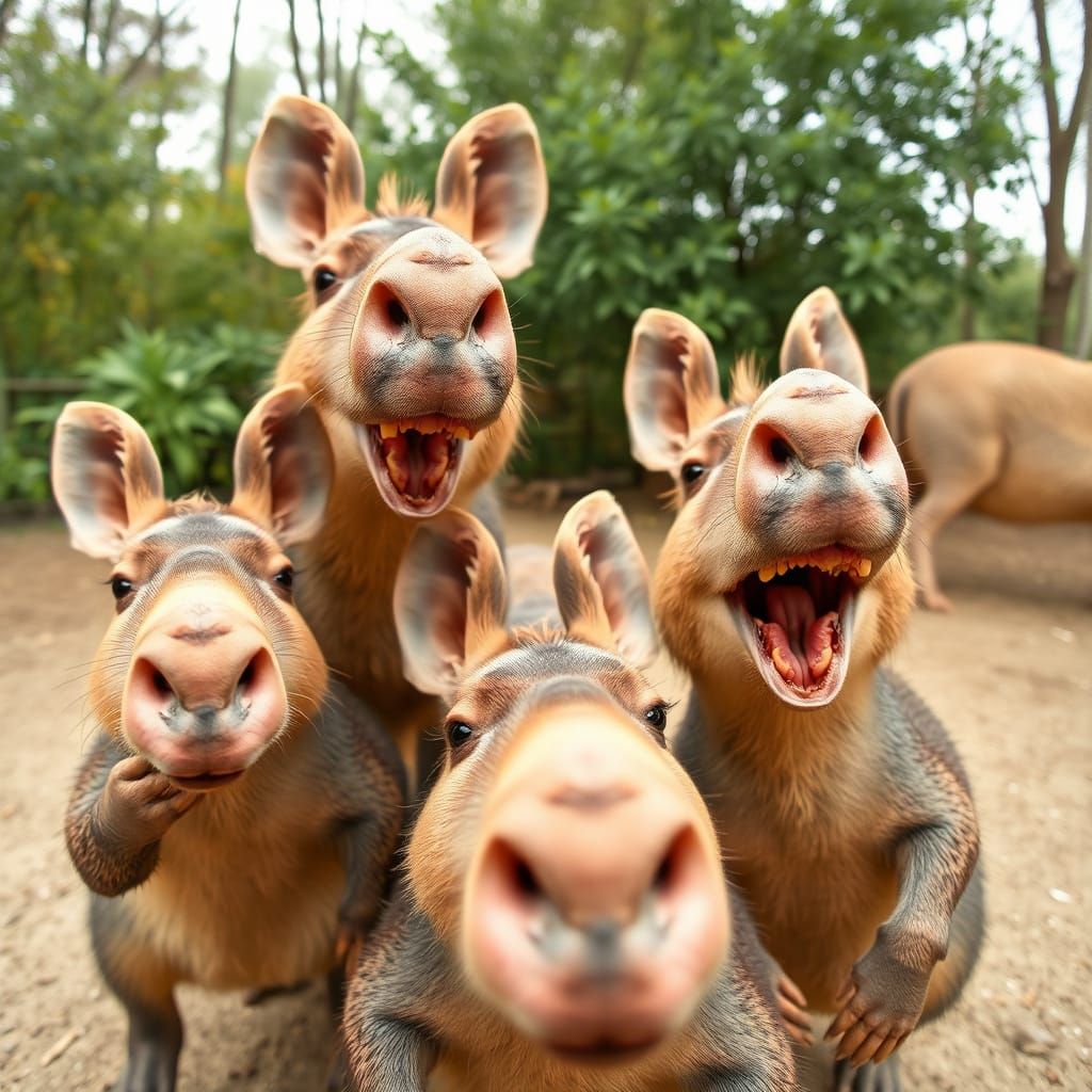 Aardvark Family Captures a Silly Selfie