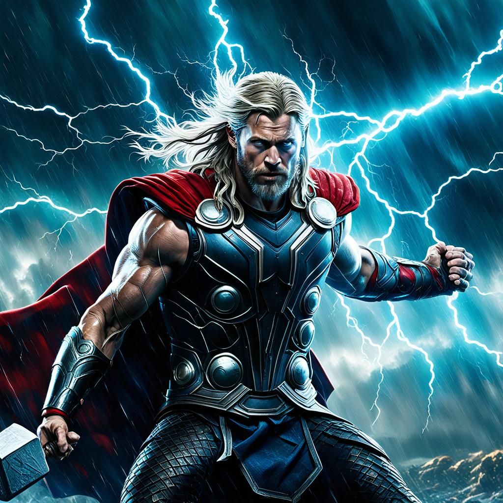 Thor absorbing a lightning bolt!