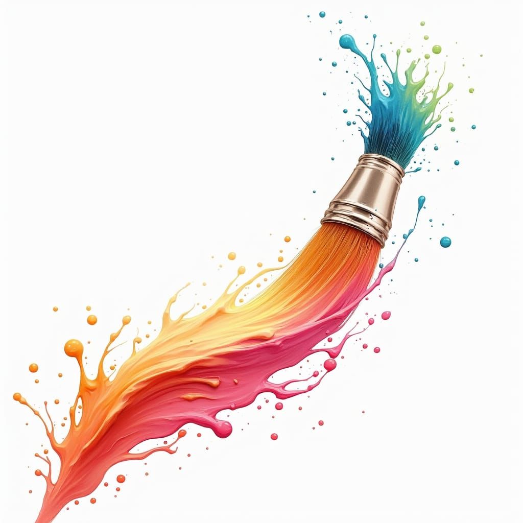 Vibrant Brush Creates Colorful Art, Fantasy Illustration