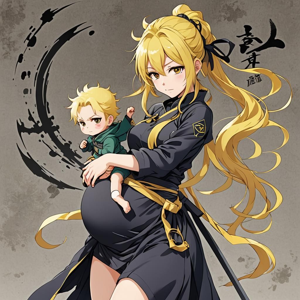 Pregnant Anime Ninja with Yellow Hair