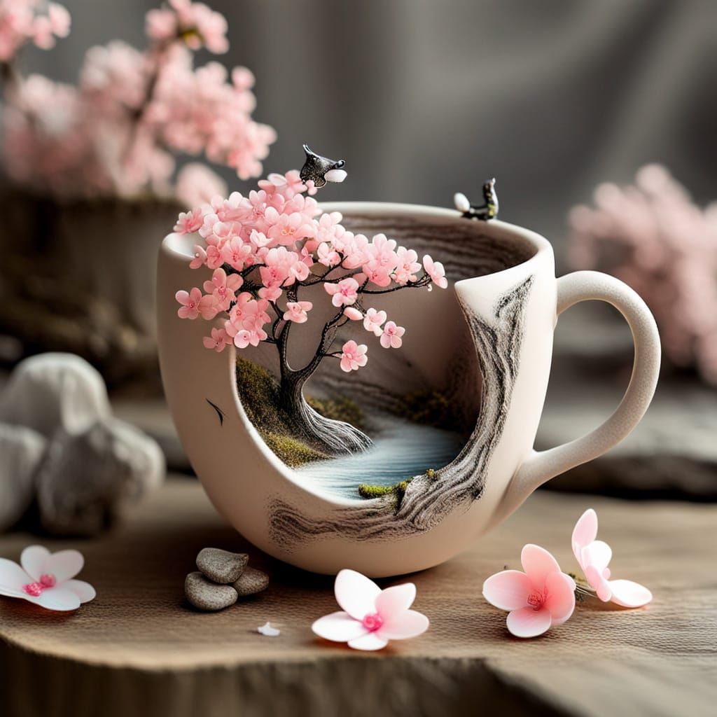 Neon Airbrush Fairytale Cup Sketch