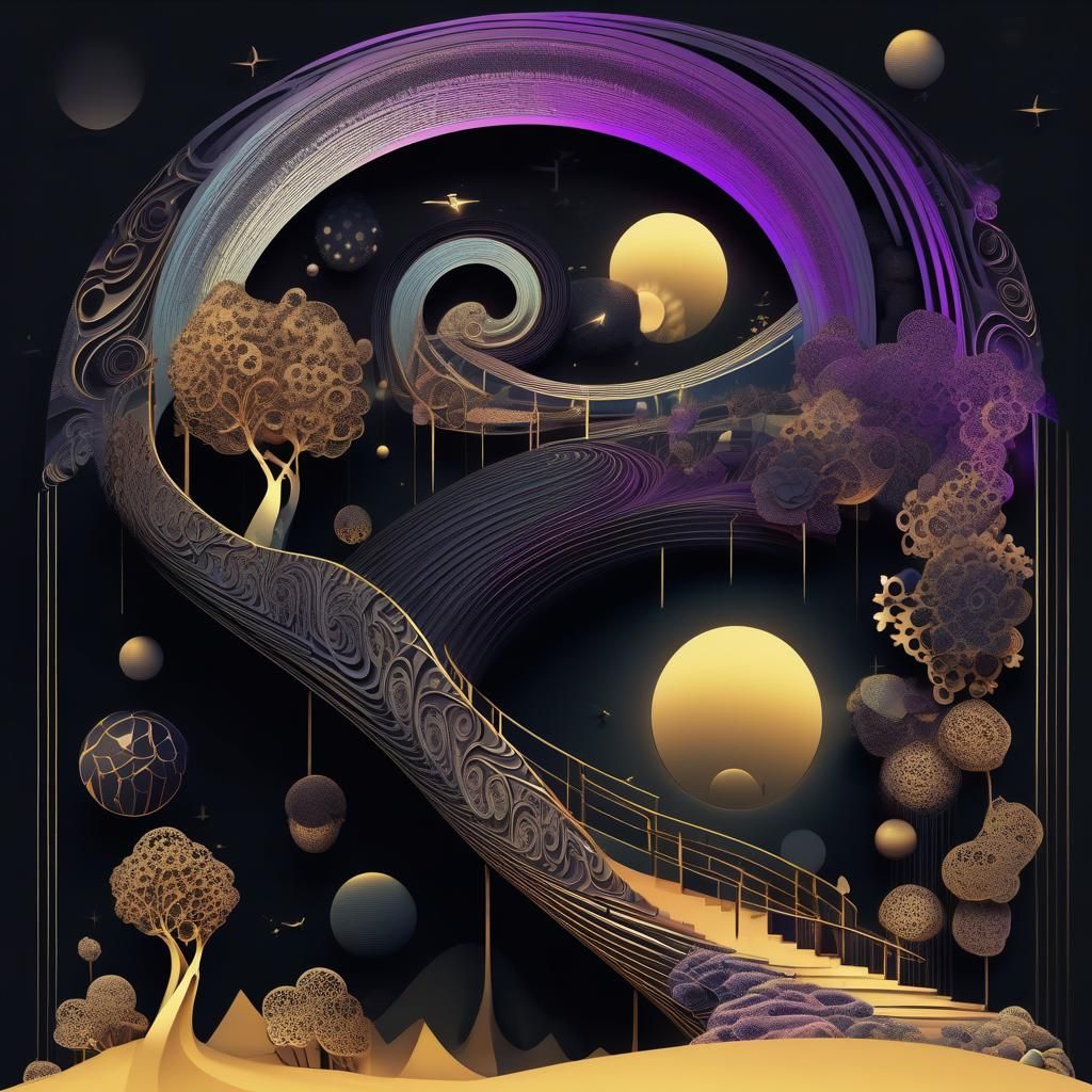 Abstract Fractal Art in Maximalist Style