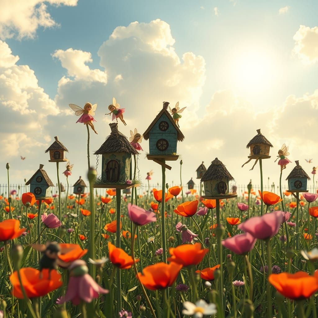 Dreamscape Meadow with Fairy Houses