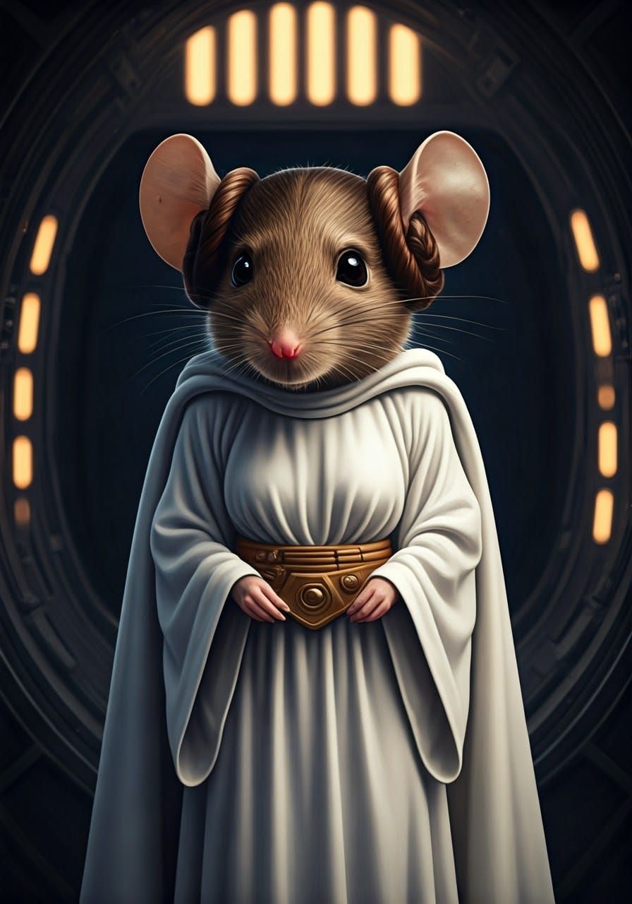 Elegant Mouse in Regal Star Wars Attire