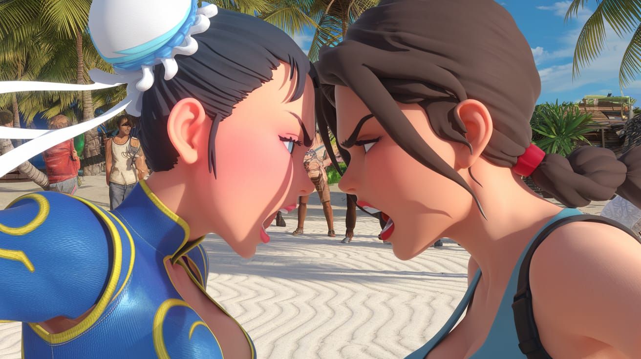 Chun-Li vs Lara Croft: Anime-Style Beach Battle