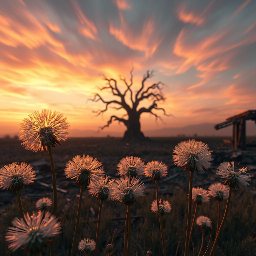 Ethereal Dandelions in a Post-Apocalyptic Landscape