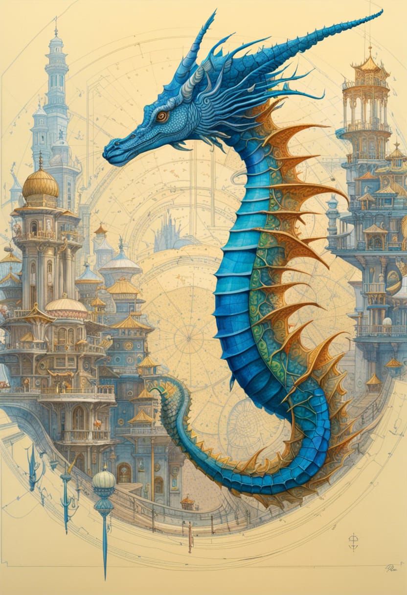 Colorful Seadragon in Atlantis: Conceptual Art