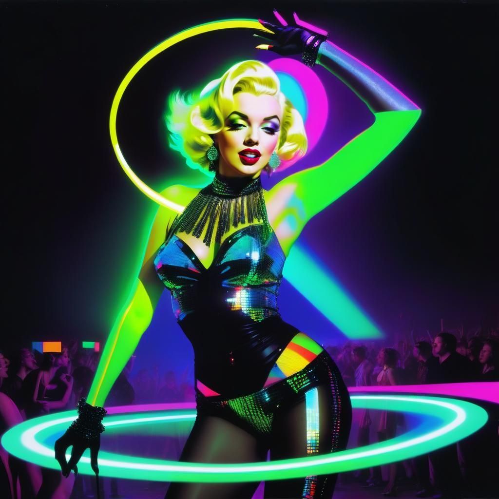 Glitch Art Portrait: Woman Dancing at Techno Rave