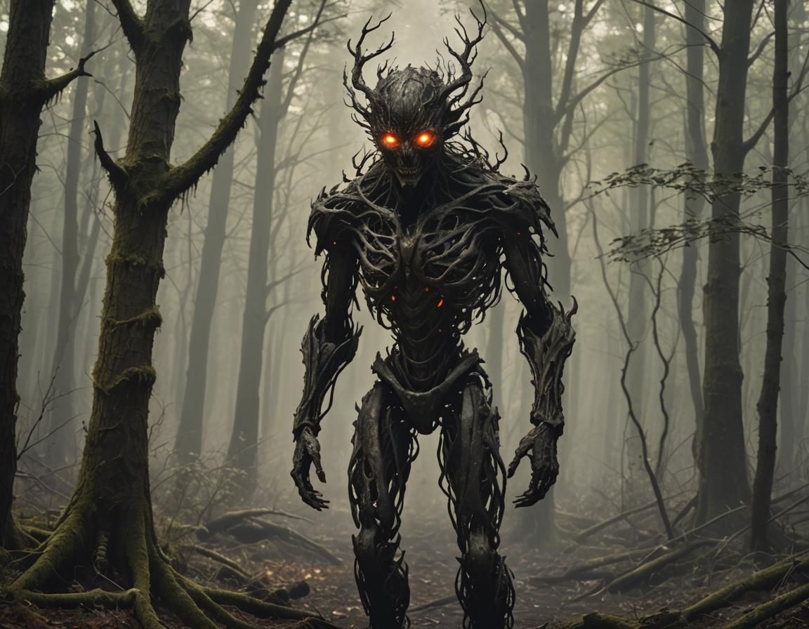 Terrifying Humanoid Emerges from Shadowy Forest