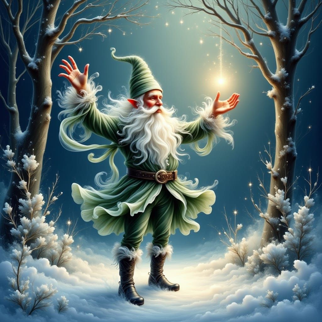 Ethereal Gnome Dancing Under Moonlight