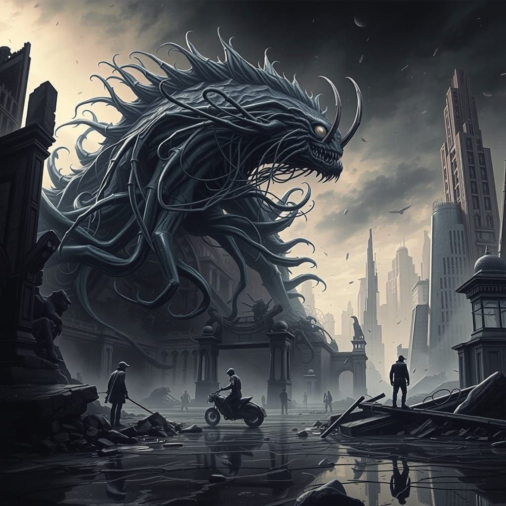 Apocalyptic Symbiote Ninja Warrior in Gothic Fantasy Style