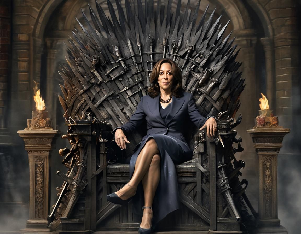 Kamala Harris Ascends the Iron Throne: Watercolor Art