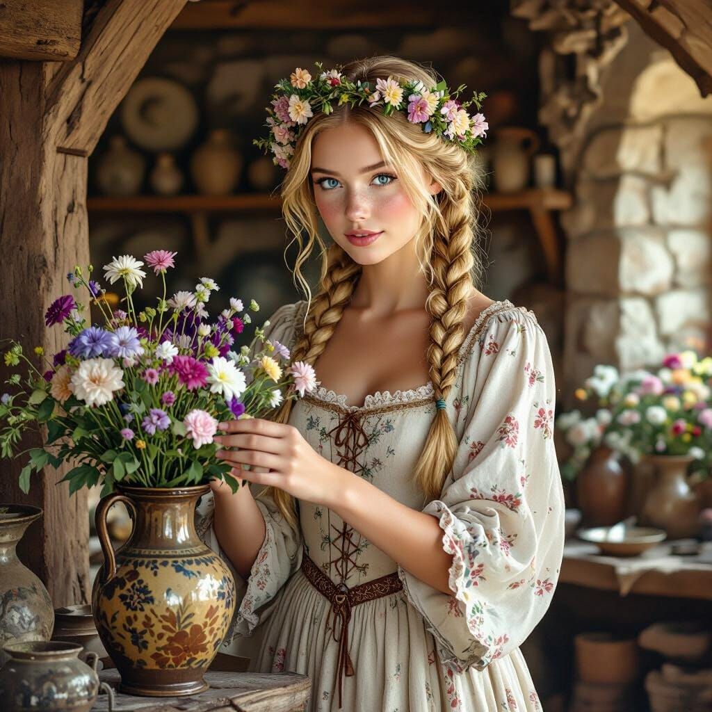 Medieval Flower Shop: An Art Nouveau Scene