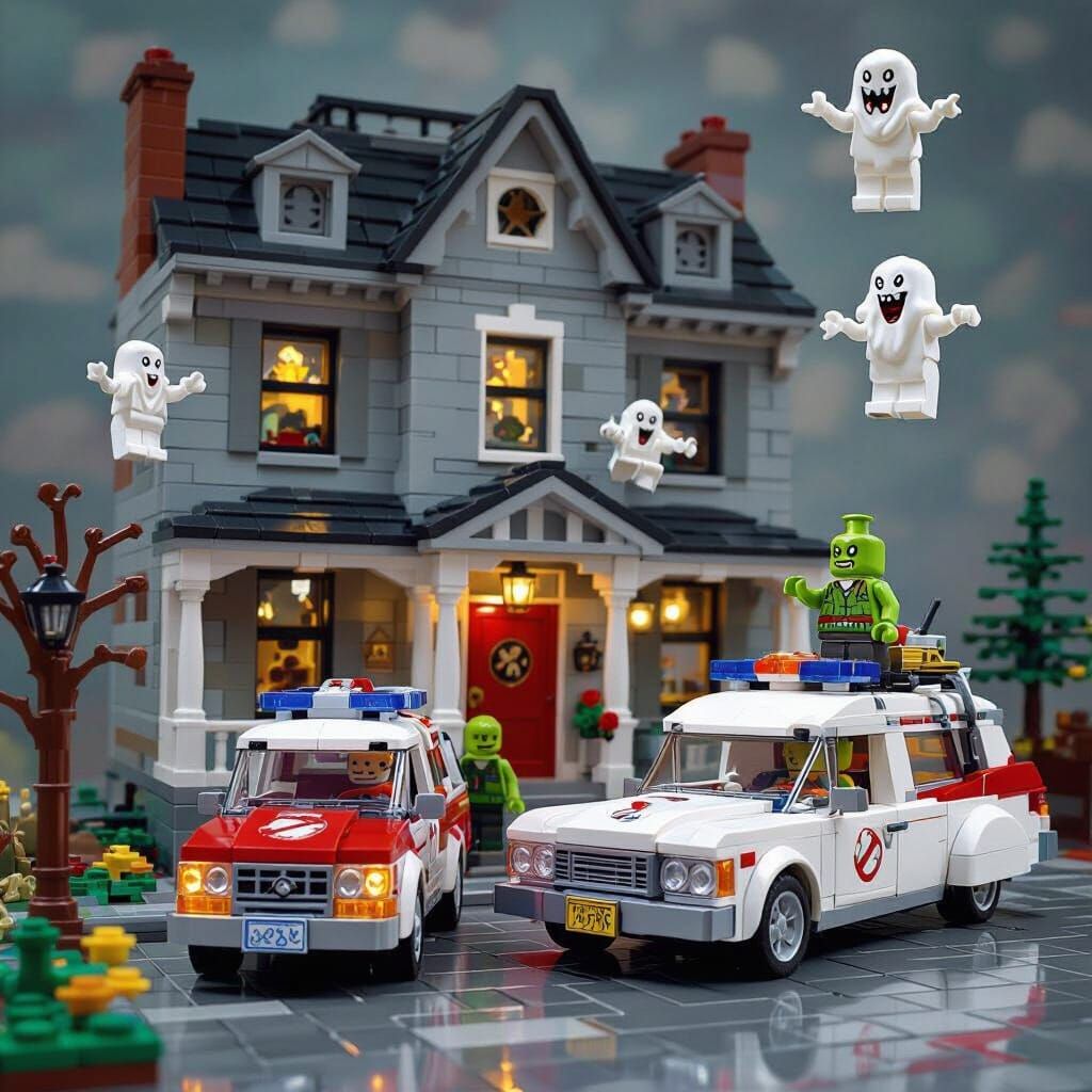 Haunted LEGO House and Ghostbusters Firetruck