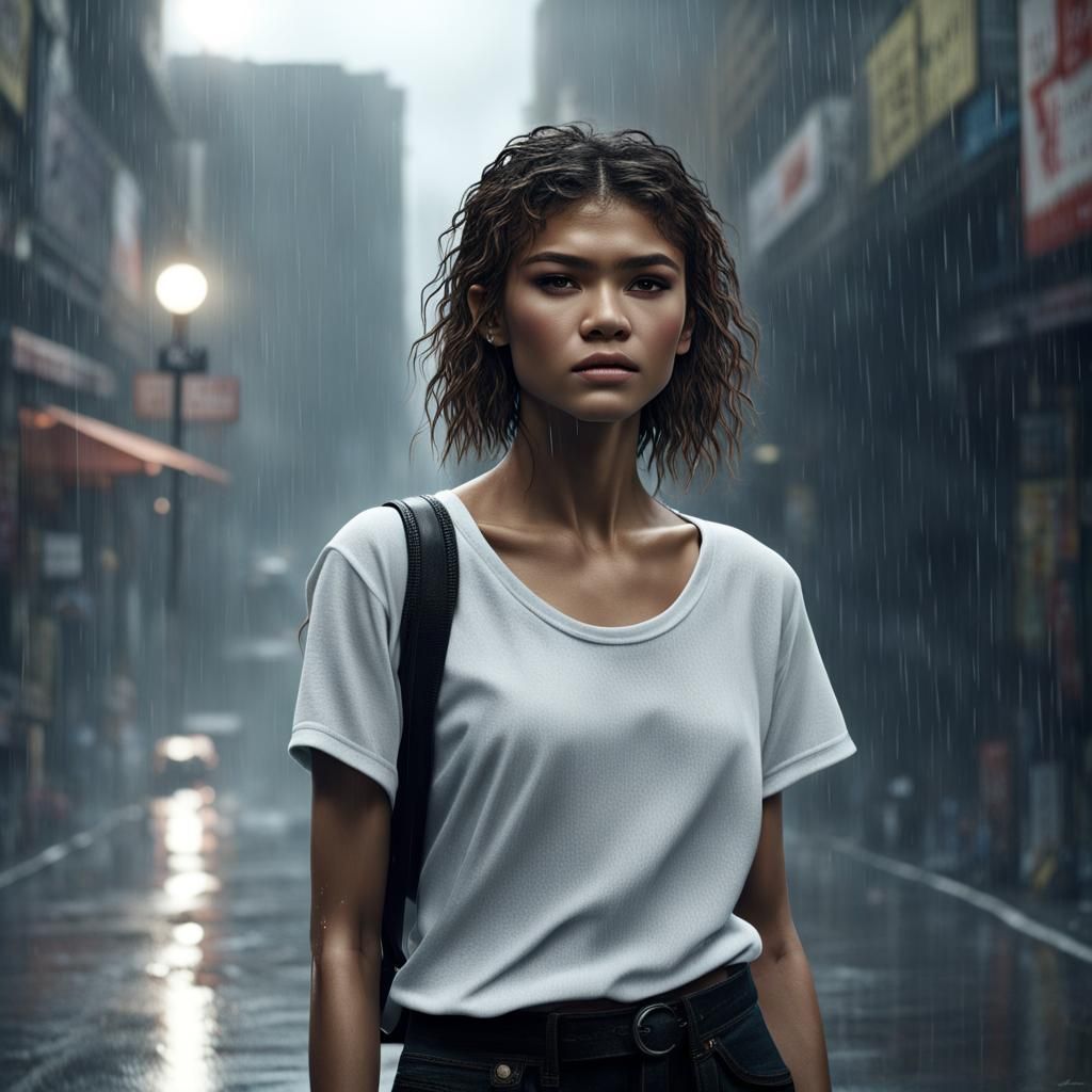 Zendaya in the Rain: Digital Matte Painting