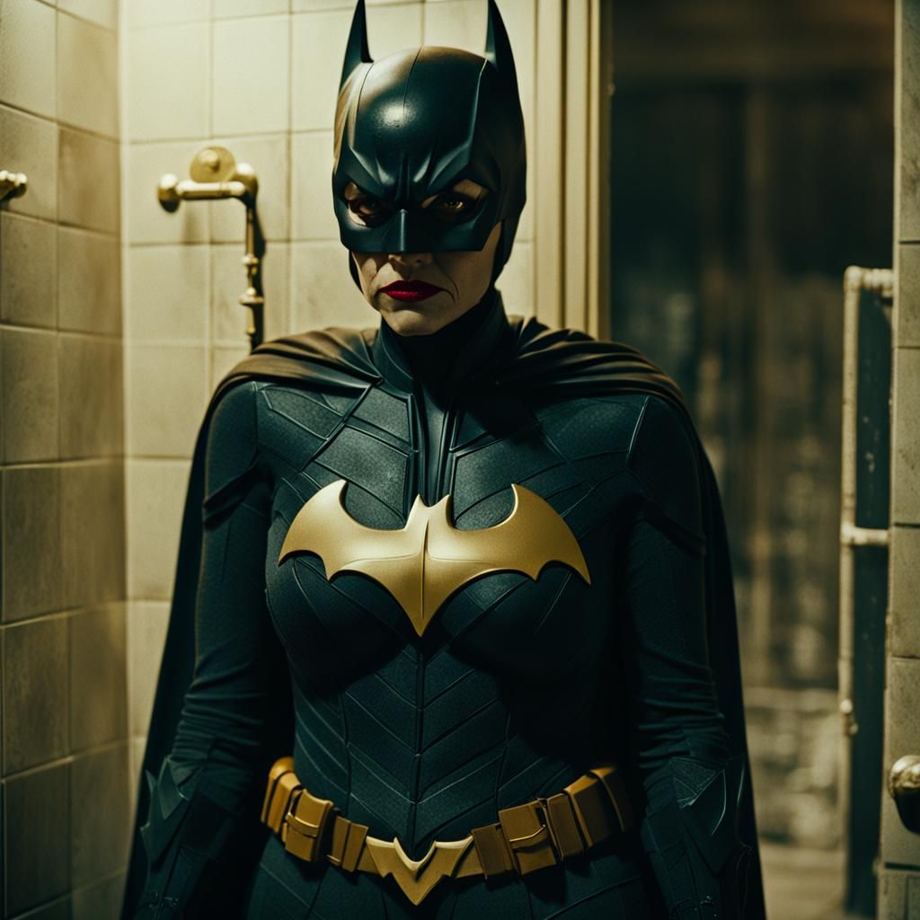 Moody Batgirl Caught Changing in Bathroom, Cinematic Film St...