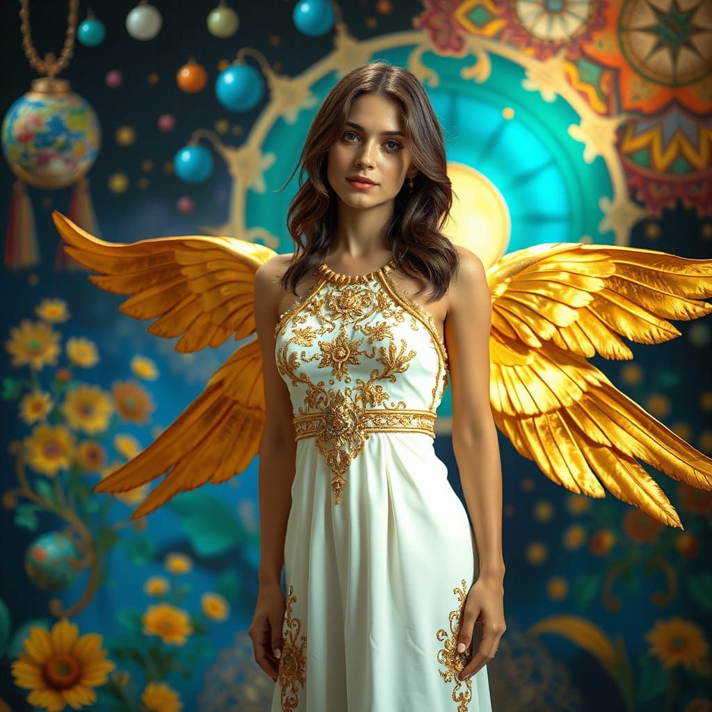 Surreal Goddess of Forgiveness in Vibrant, Dreamlike Setting