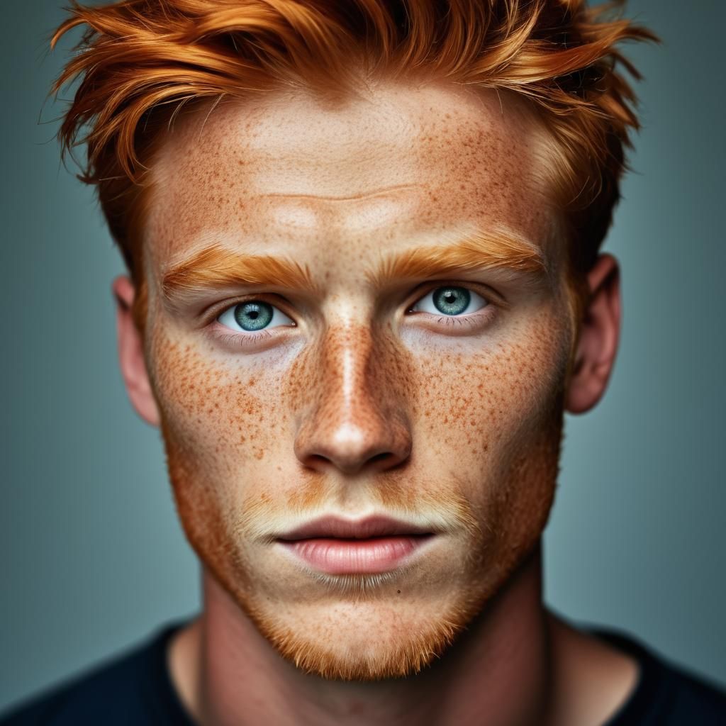 Handsome Ginger Model Close-Up Portrait