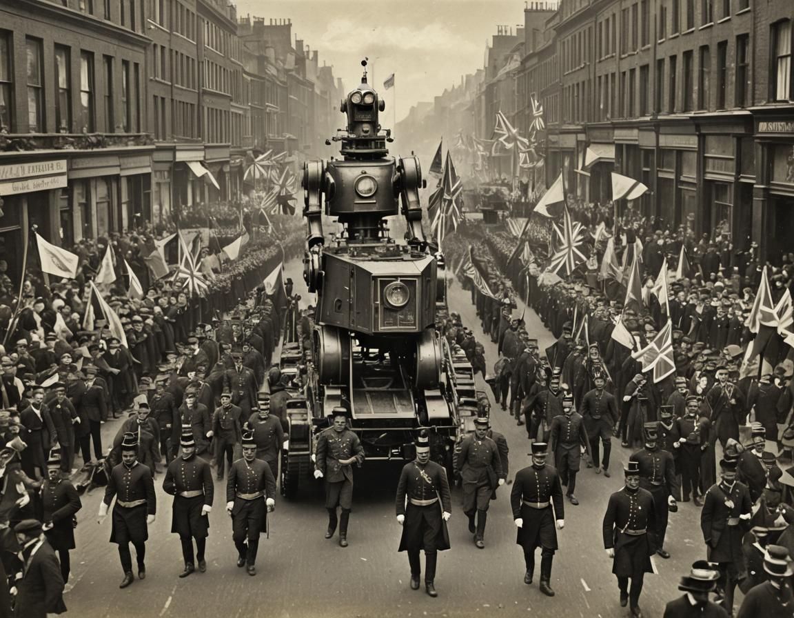 A Macgregor Dreadnought war mech on a Humboldt Steam Tank ma...