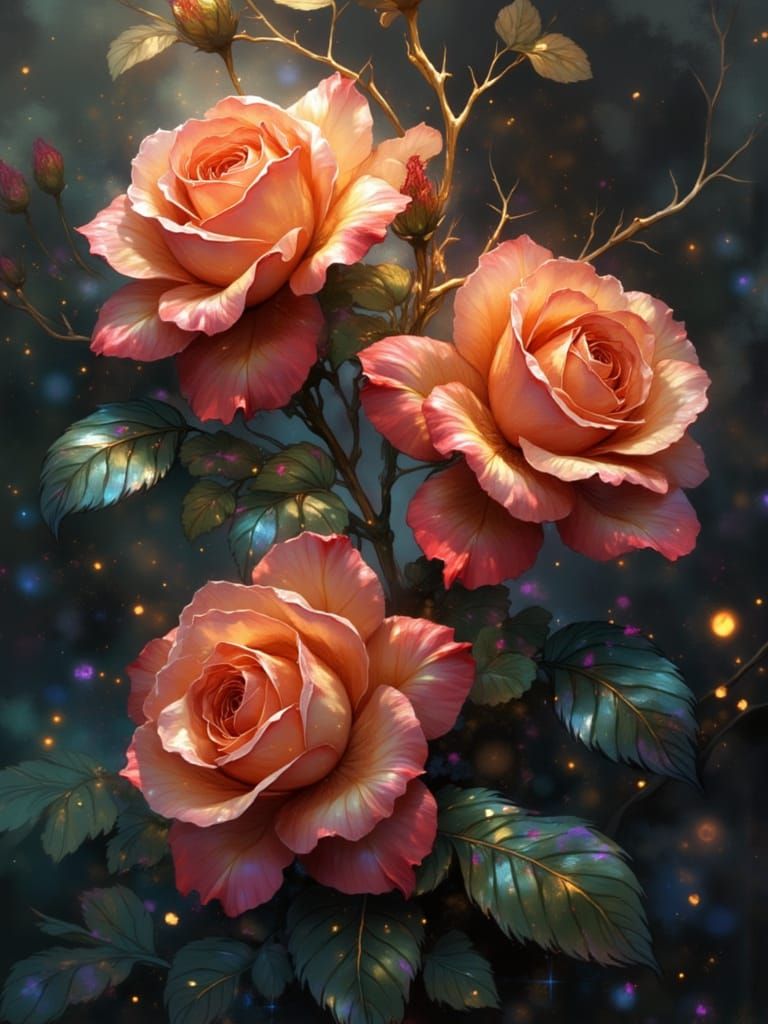 Blooming Roses in Vibrant Red and Magenta Hues