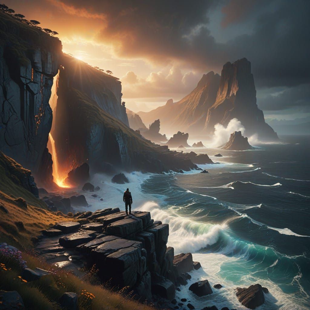 Epic Cliffside Scene, Vibrant Tropical Landscape in Unreal E...
