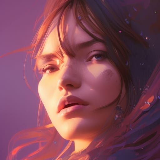 Beautiful Woman Portrait in Art Nouveau Style