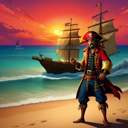 Pirate's Treasure: Gold Chest on Beach at Sunrise