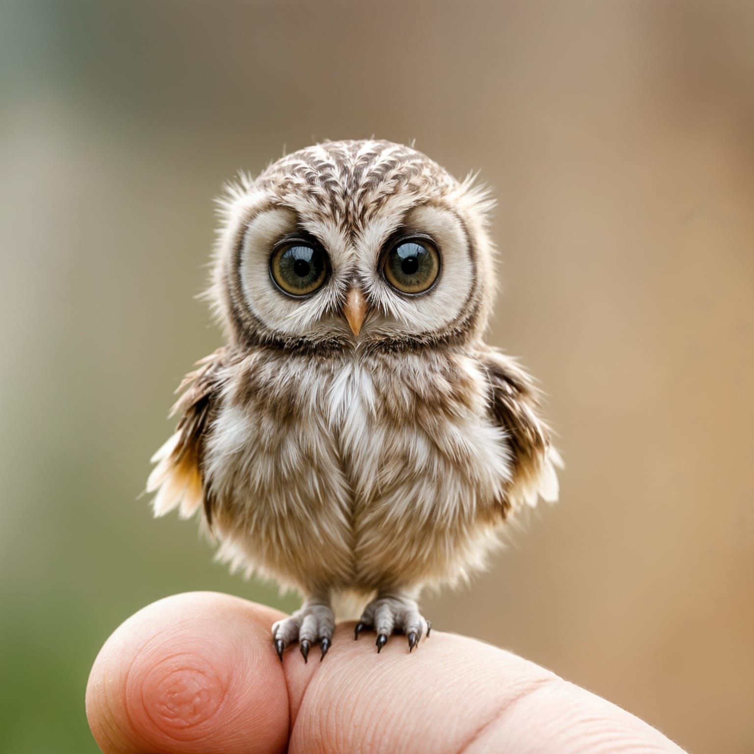 Adorable Tiny Owl on Pointing Finger