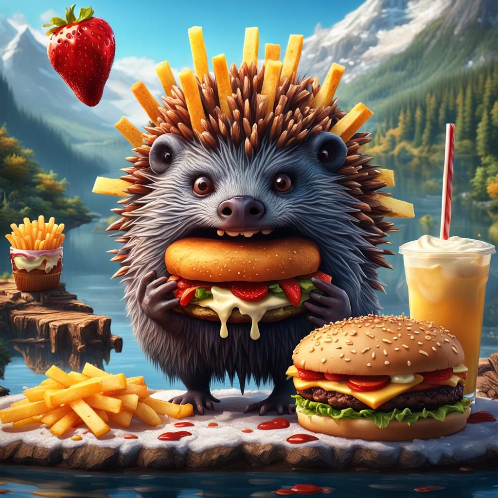 Porcupine Food Fantasy in Detailed Matte Painting