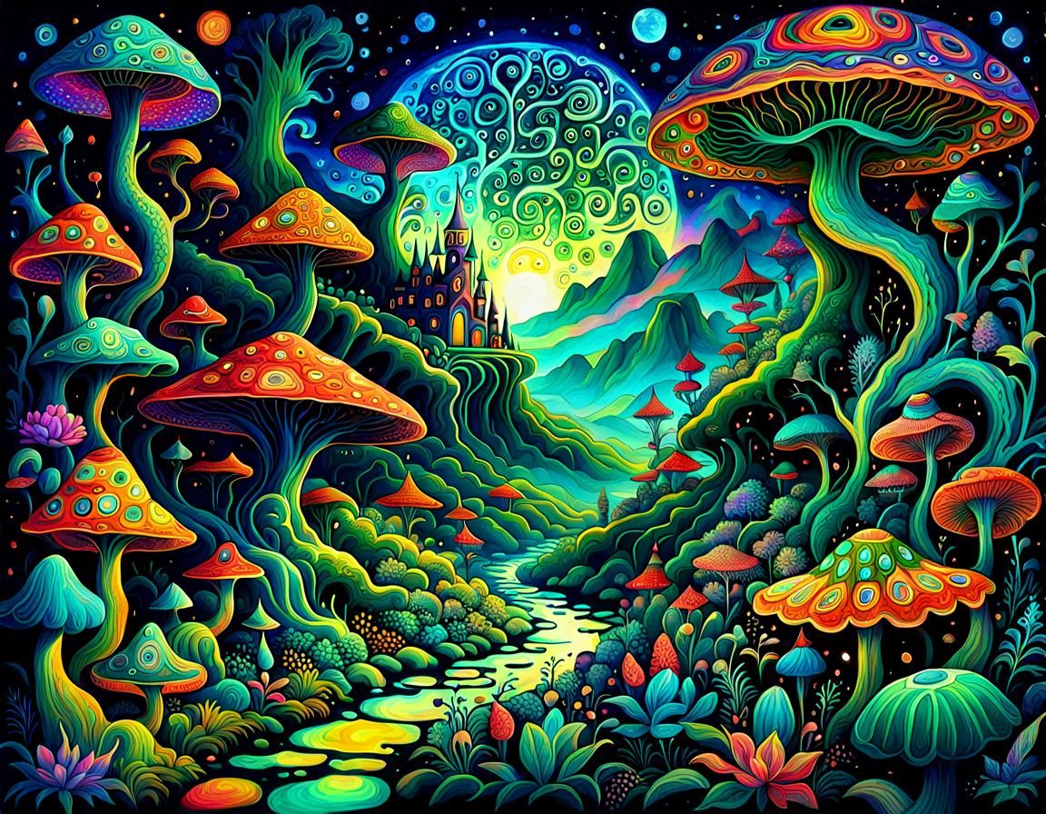 Psychedelic Magic Fantasy in Visionary Art Style