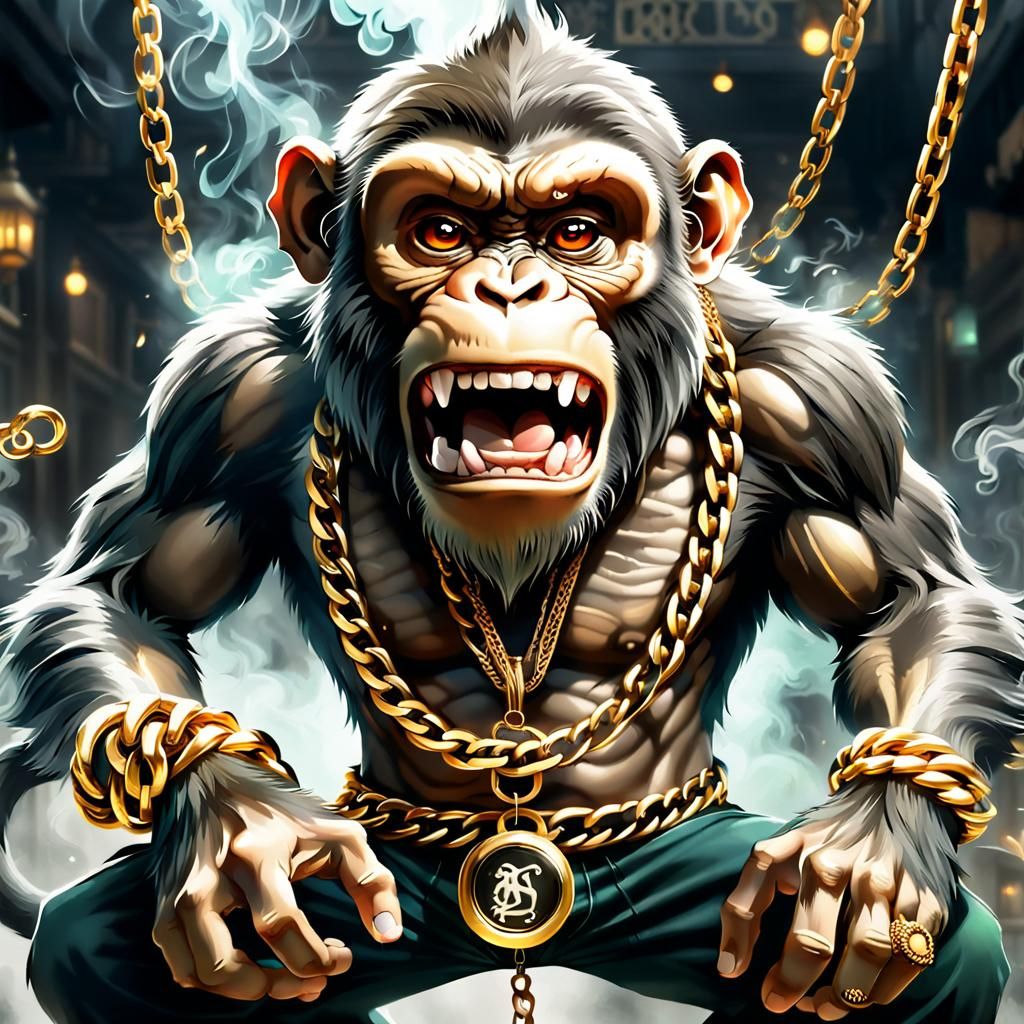 Angry Monkey Monster Emerges from Genie Lamp